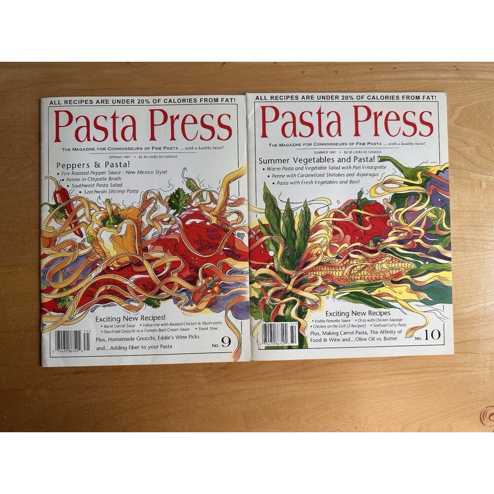 Pasta Press Magazine Lot of 8 '95-'97 Nos 3-10 Vintage Italian Recipe Collection